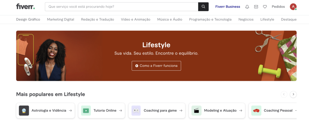 Website Fiverr para Trabalhar pela Internet